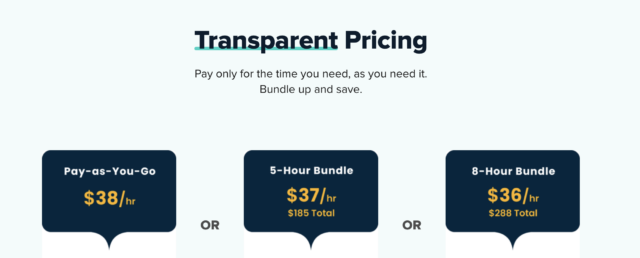 Transparent pricing of VG OnDemand. Pay only for the time you need. 